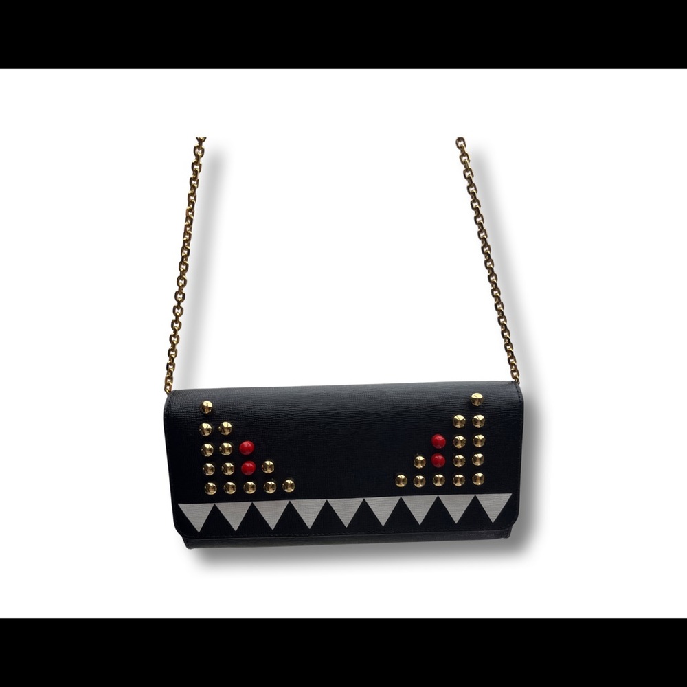 Fendi monster continental woc studded leather